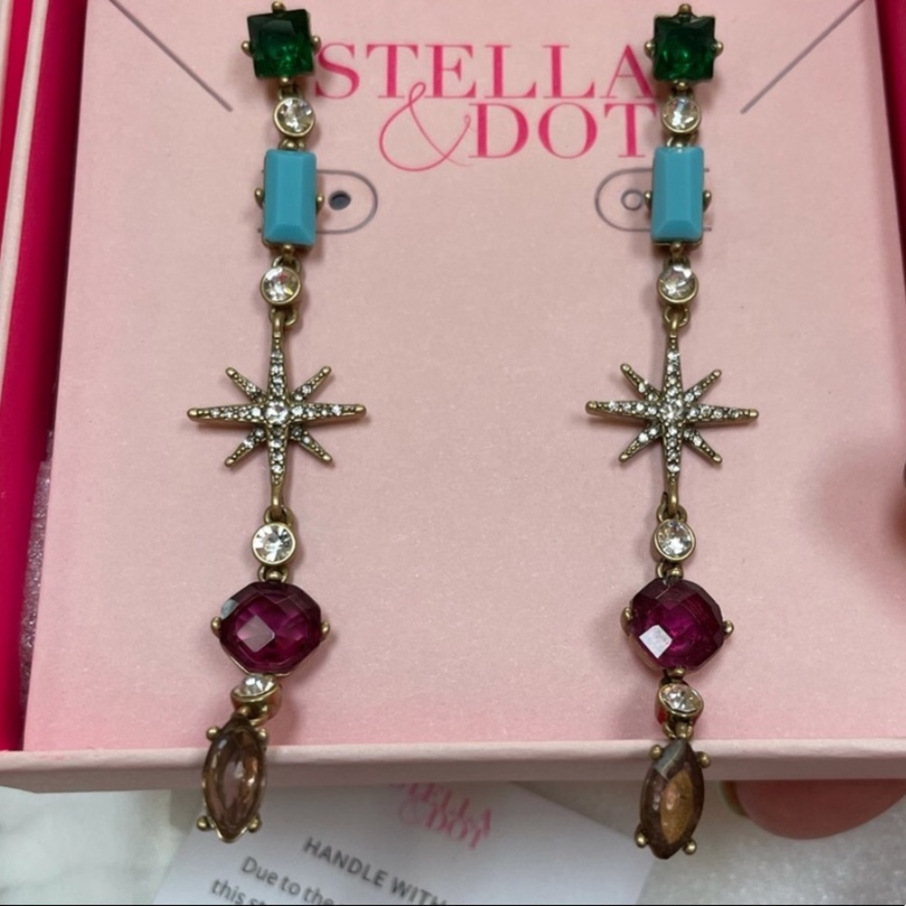 :: Stella & Dot | Retired🌈🍬Candy Jewels Collection Linear Earrings - Picture 6 of 6